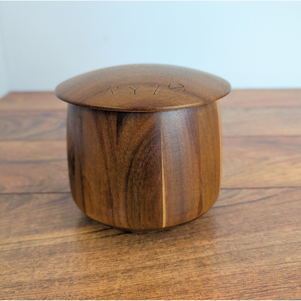 Ryze Wooden Mushroom Coffee Storage Jar With Air Tight Lid Natural Acacia Wood